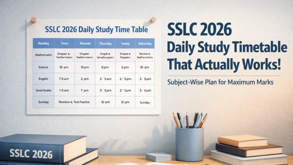 SSLC exam 2026 daily study timetable