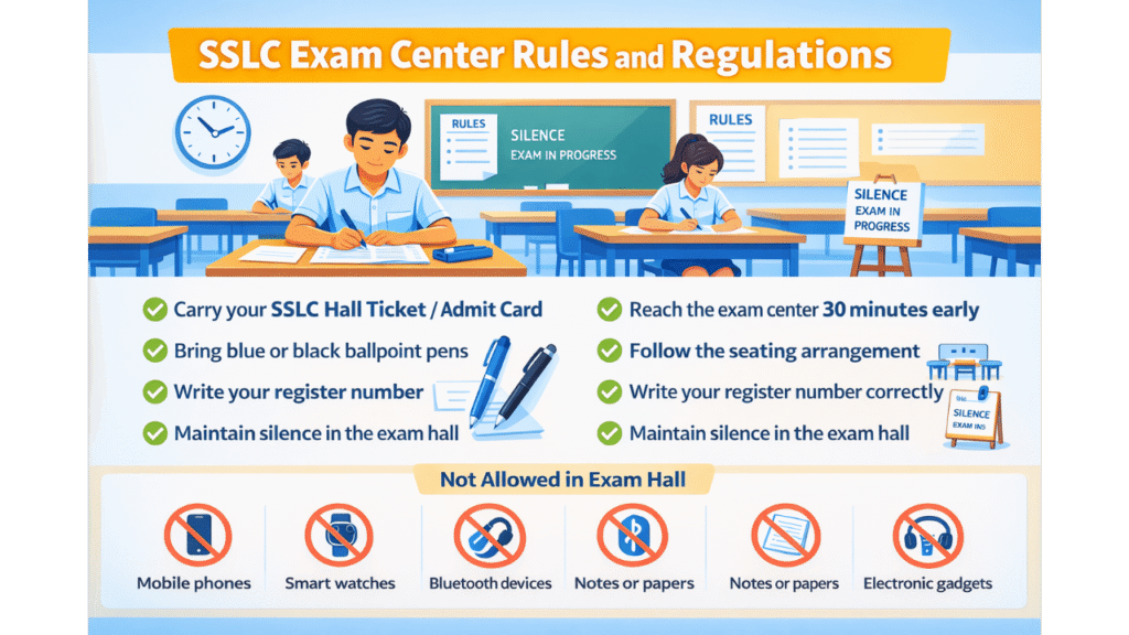 sslc exam center rules and regulations