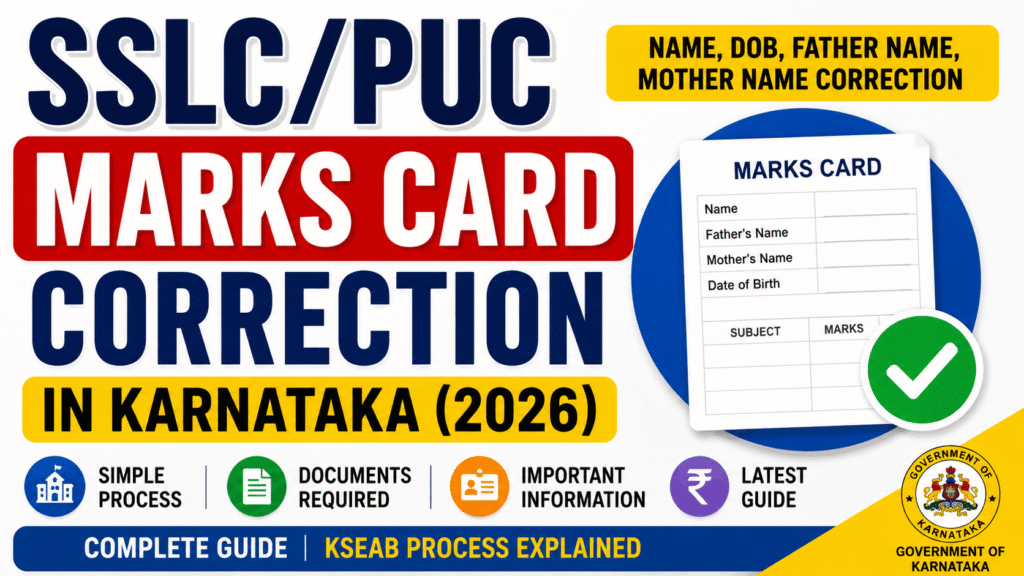 SSLC marks card correction Karnataka