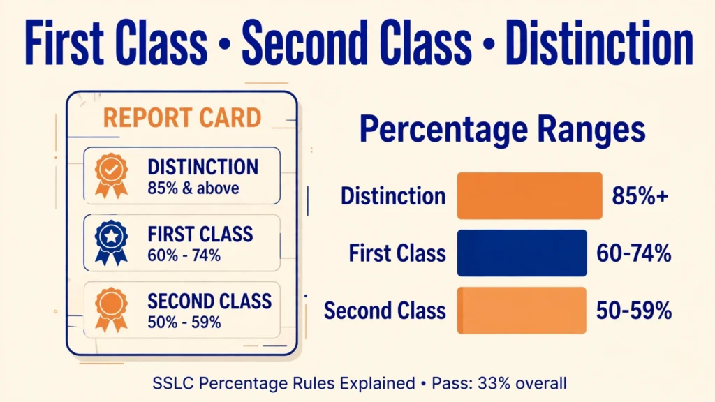 SSLC first class second class distinction percentage ranges